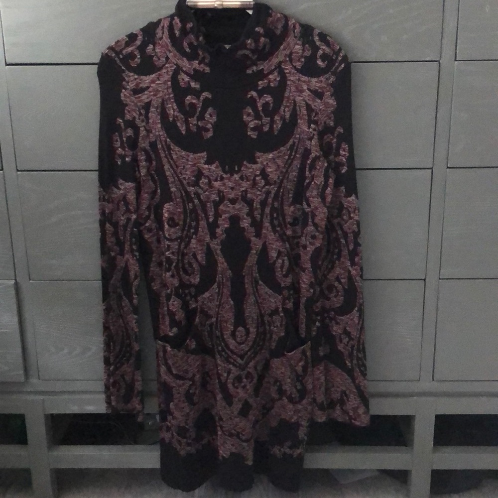Free People patterned dress with bell sleeves